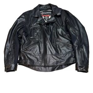First Gear Black Leather  Motorcycle Jacket Size XXL Removable Liner
